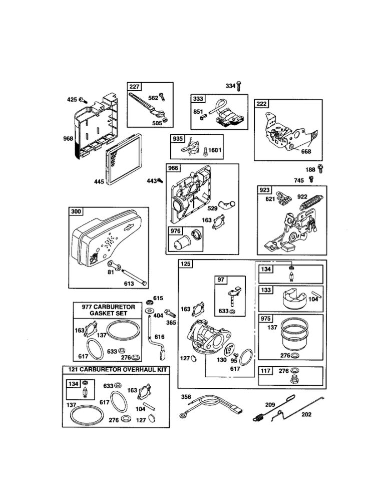 Carburetor/Gasket Set Diagram and Parts List for 124T05-3848-EA  Briggs and Stratton Engine
